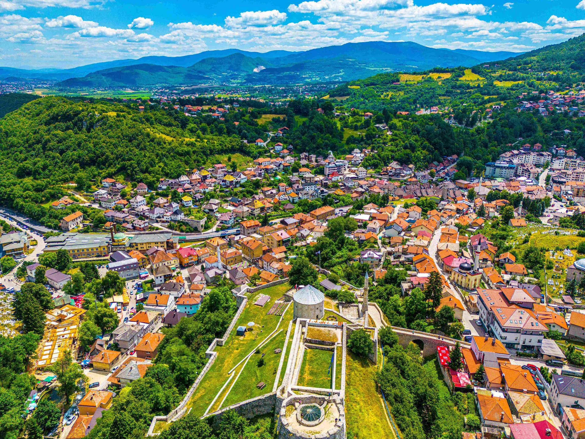 Aerial view of the picturesque Town of Travnik, Bosnia and Herzegovina