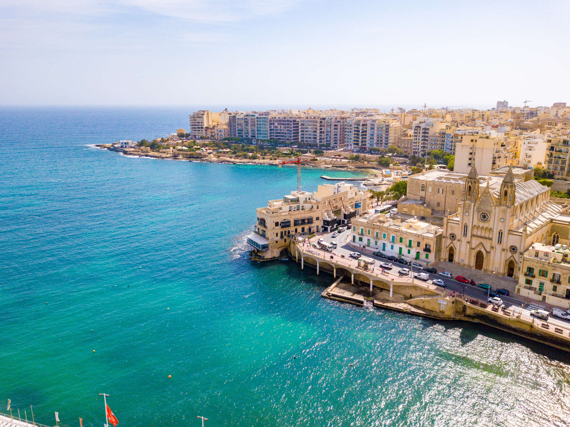 Aerial view on the Spinola Bay, Saint Julian's, Malta