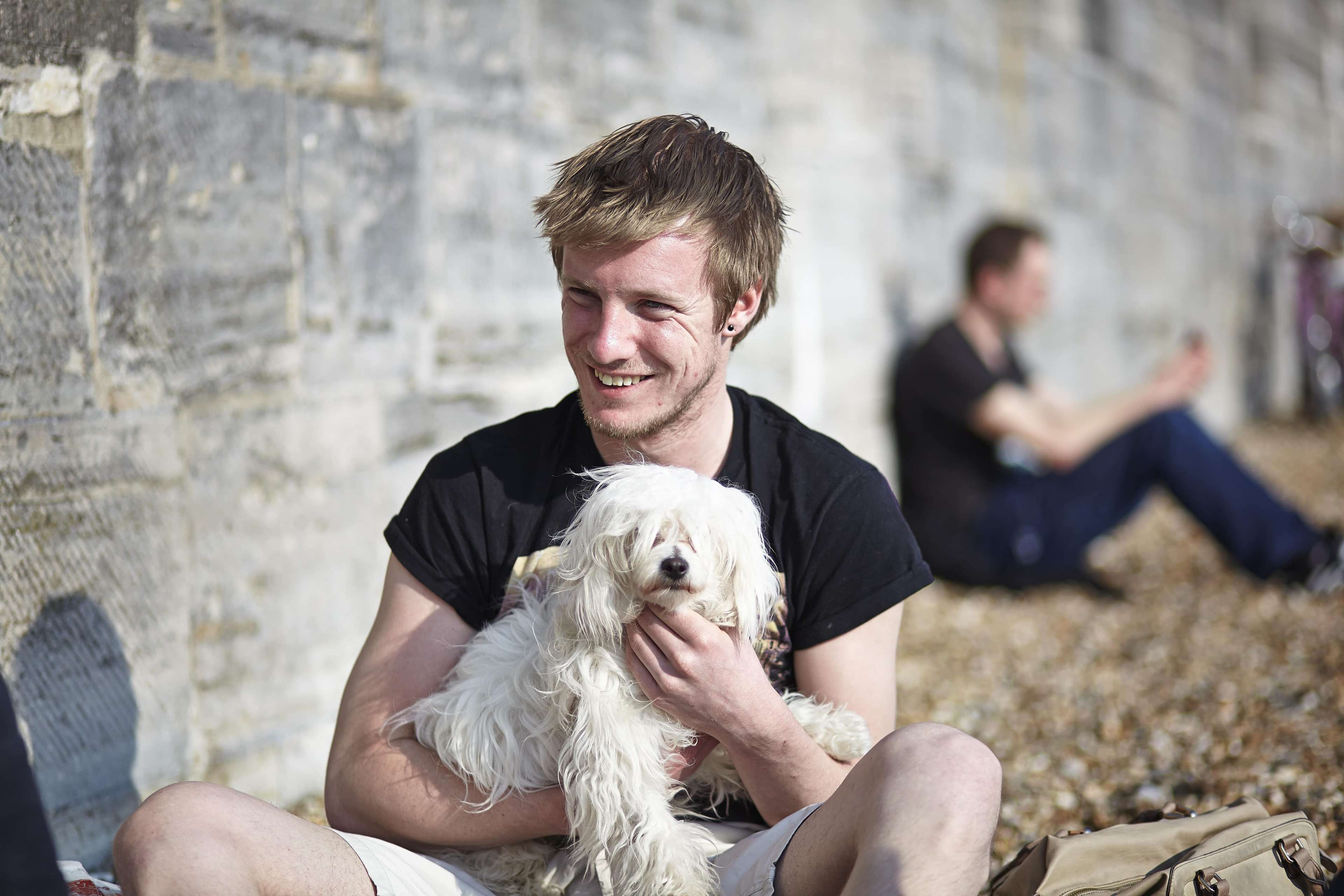 Beach with dog southwest England