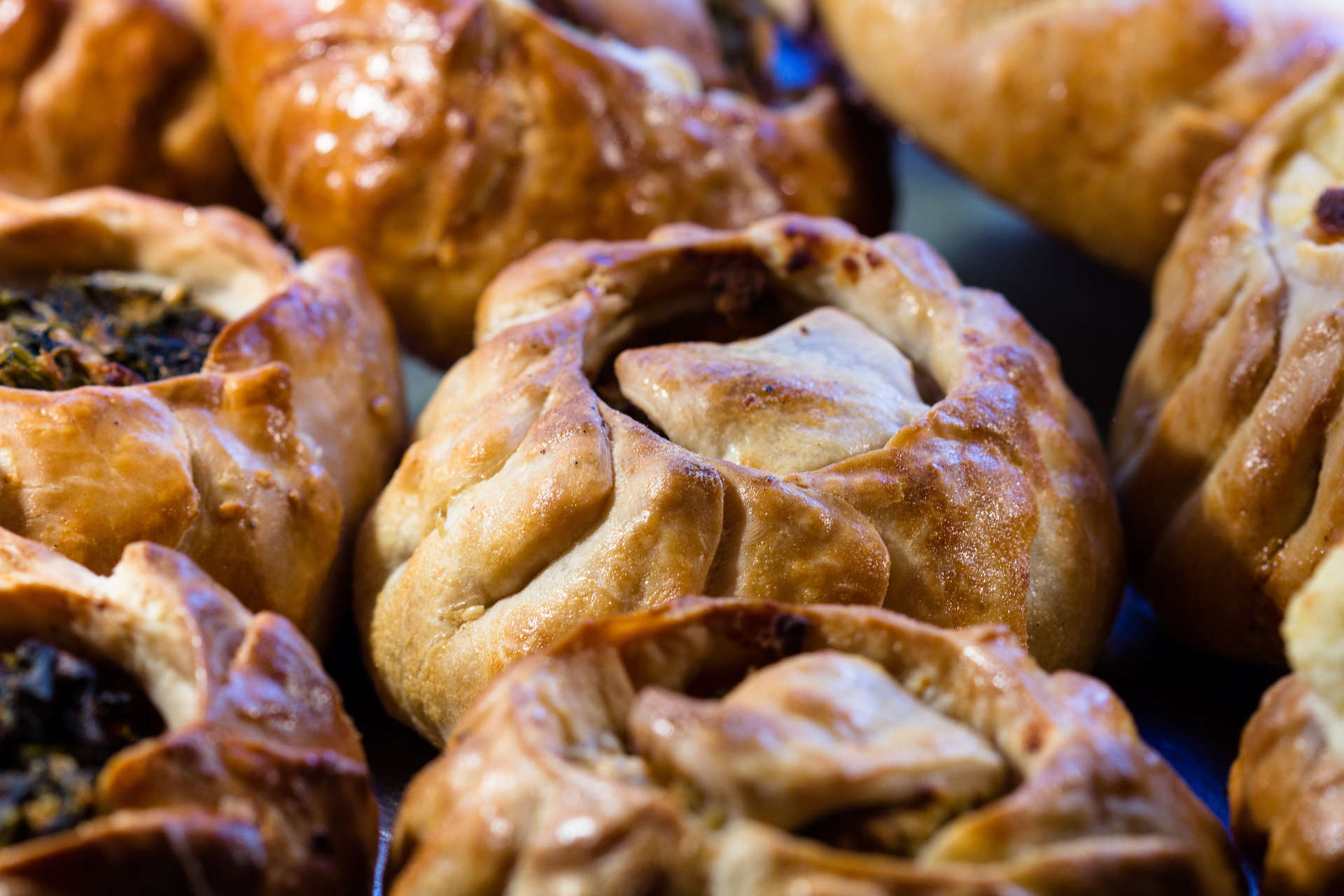 Close-up of pastizzi pastries, Malta