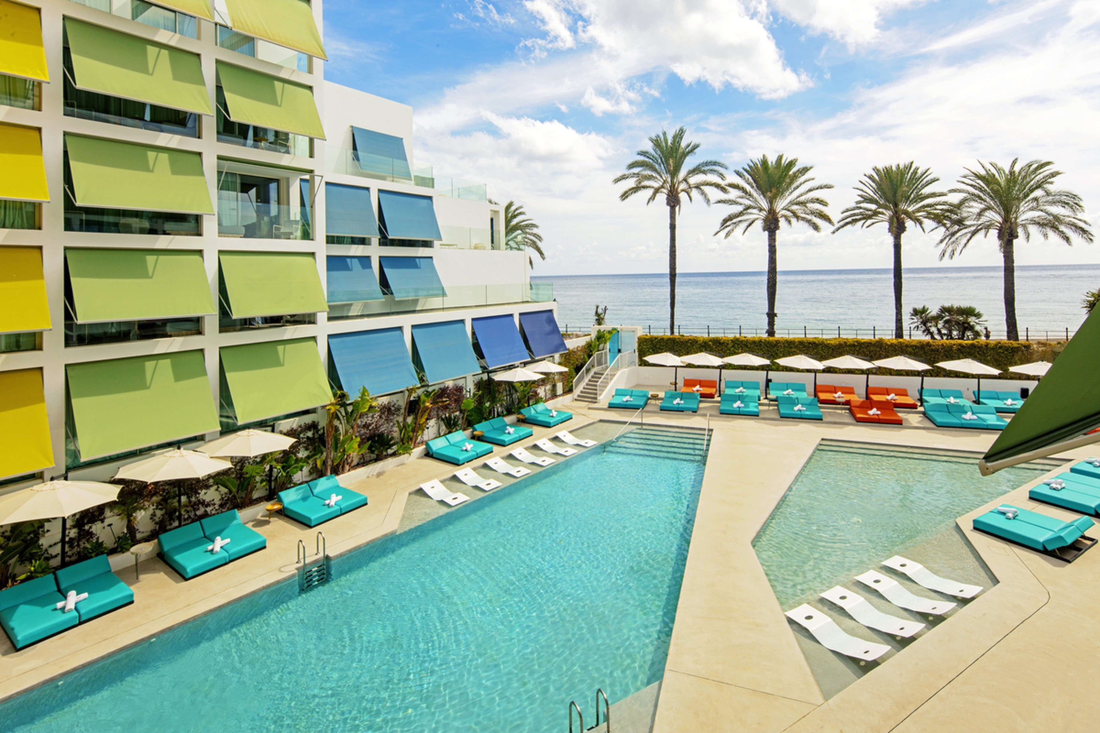 Elevated view of the W Ibiza Wet DECK pool