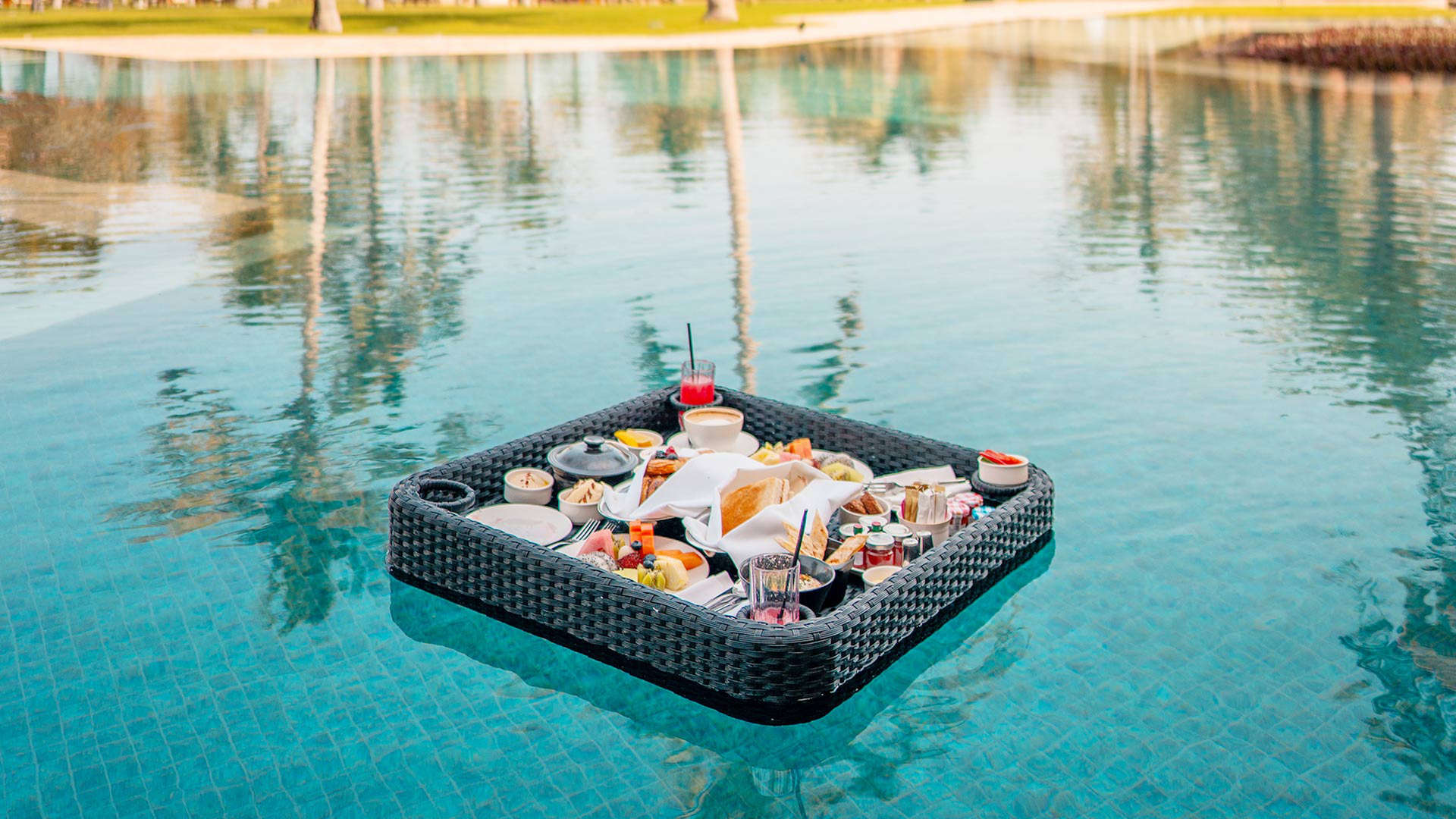 floating breakfast al bustan palace