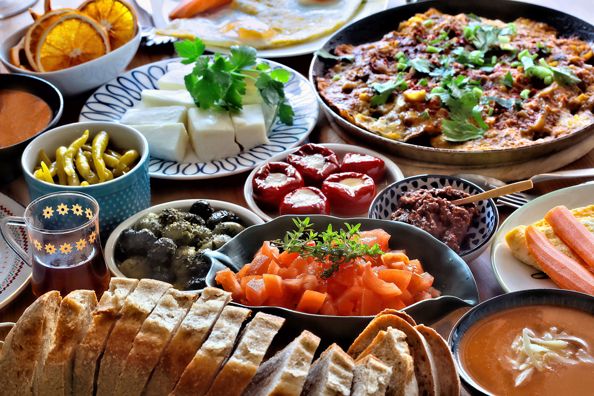 High angle view of food on table,Turkish meze