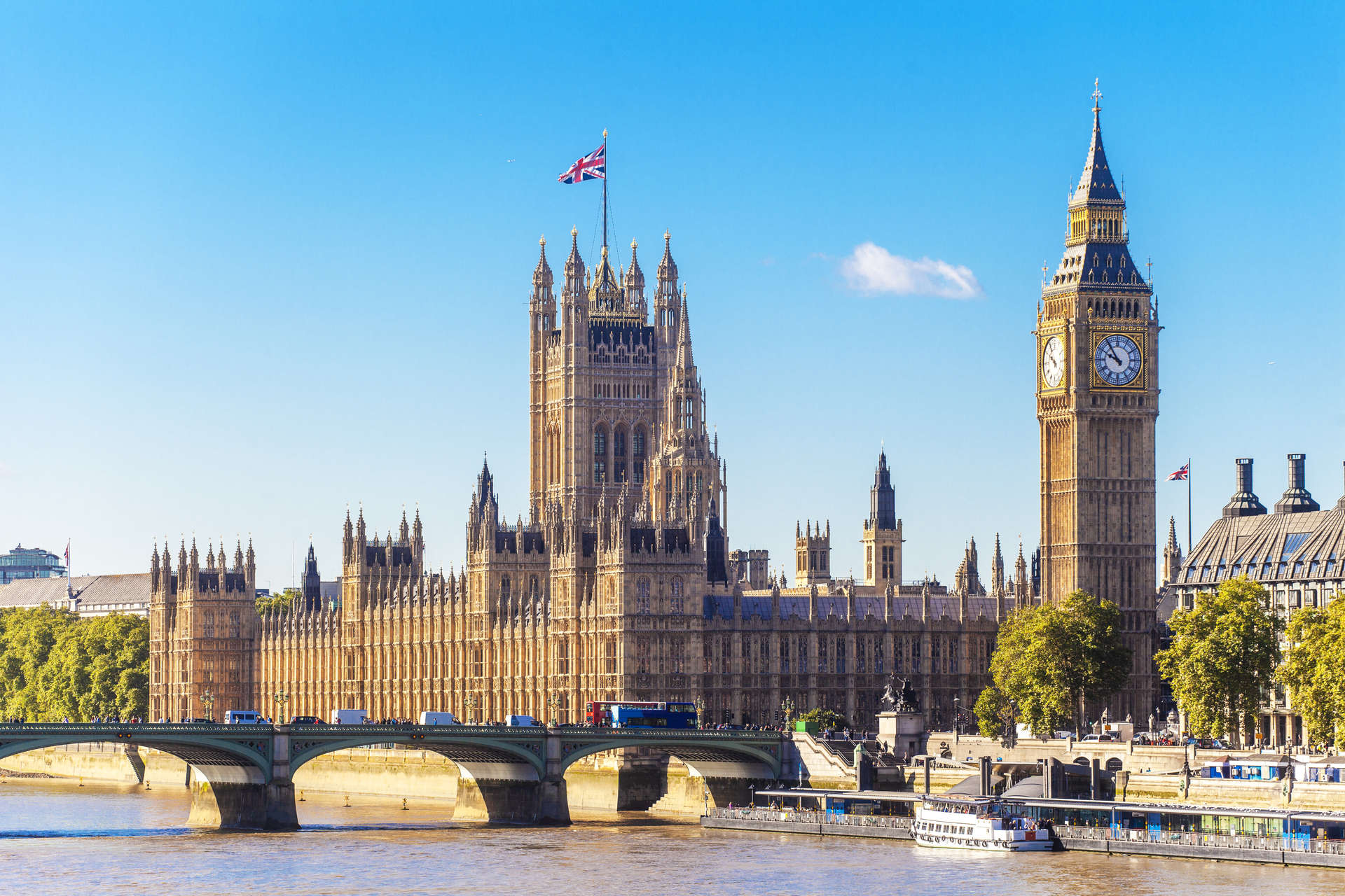 London eye in blue sky