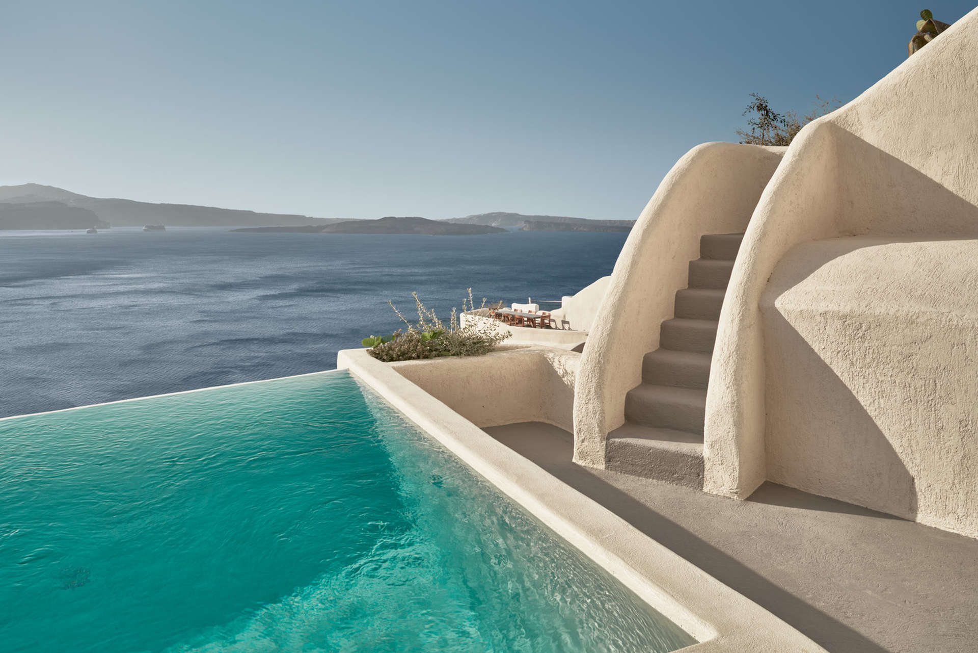 infinity pool at Mystique, a Luxury Collection Hotel, Santorini