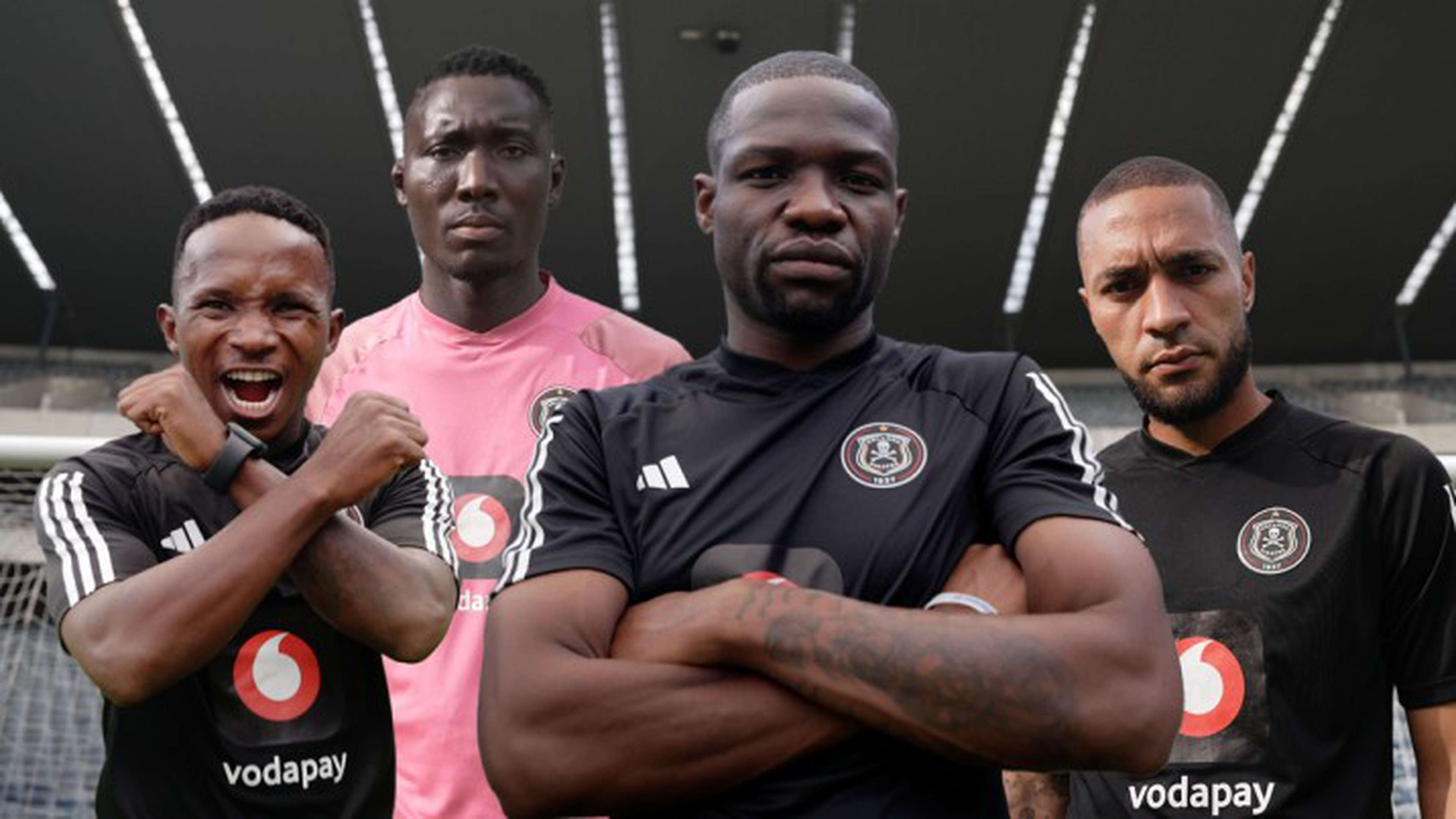 Orlando Pirates players Philip Ndlondlo, Richard Ofori, Tshegofatso Mabasa and Miguel Timm