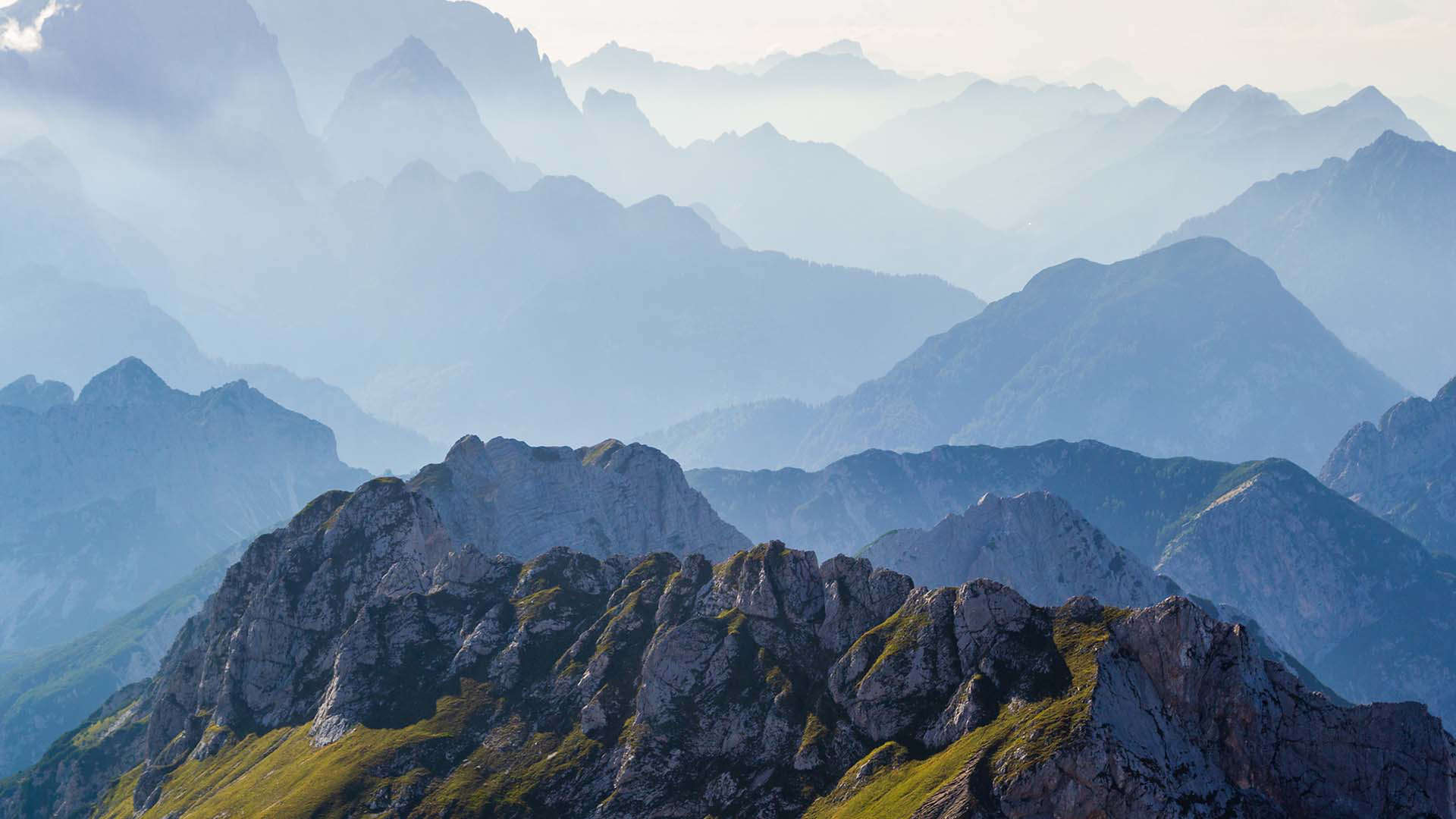 Panoramic view of peaks in Triglav