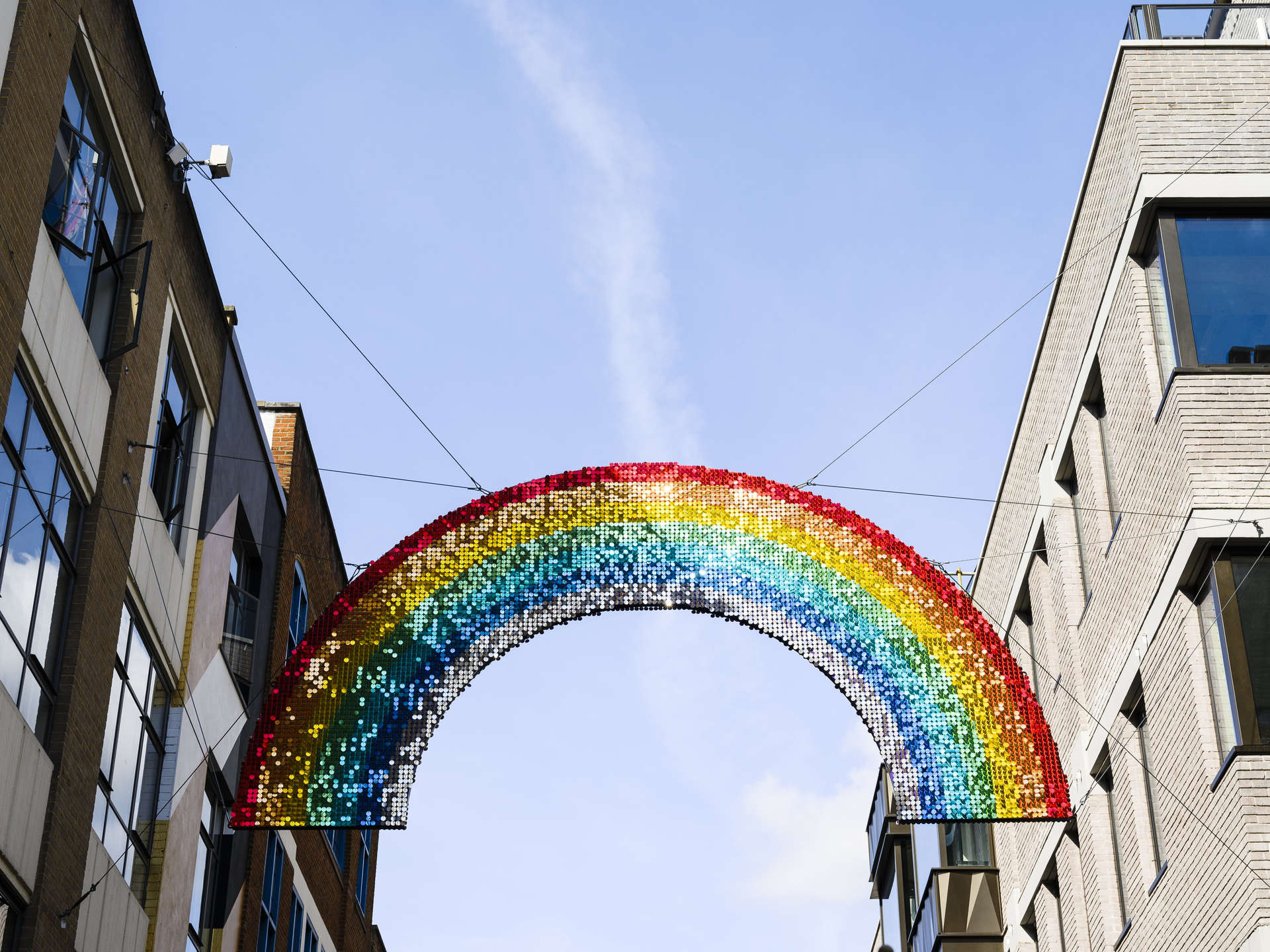 Rainbow display Gay Pride parade London