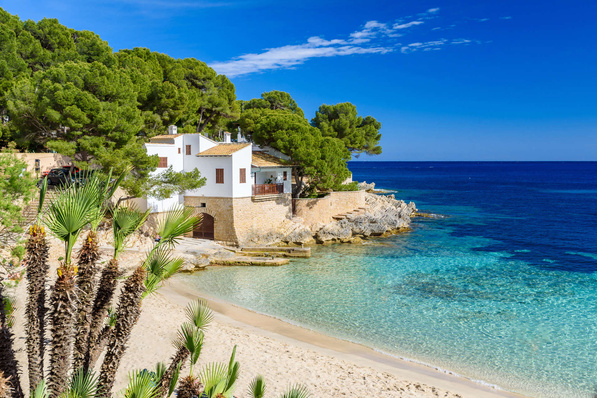 beautiful turquoise bays with houses in Cala Gat, Mallorca
