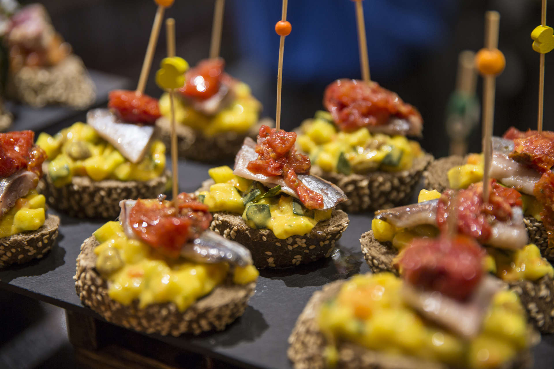 Selection of pintxos tapas, Bilbao, Spain