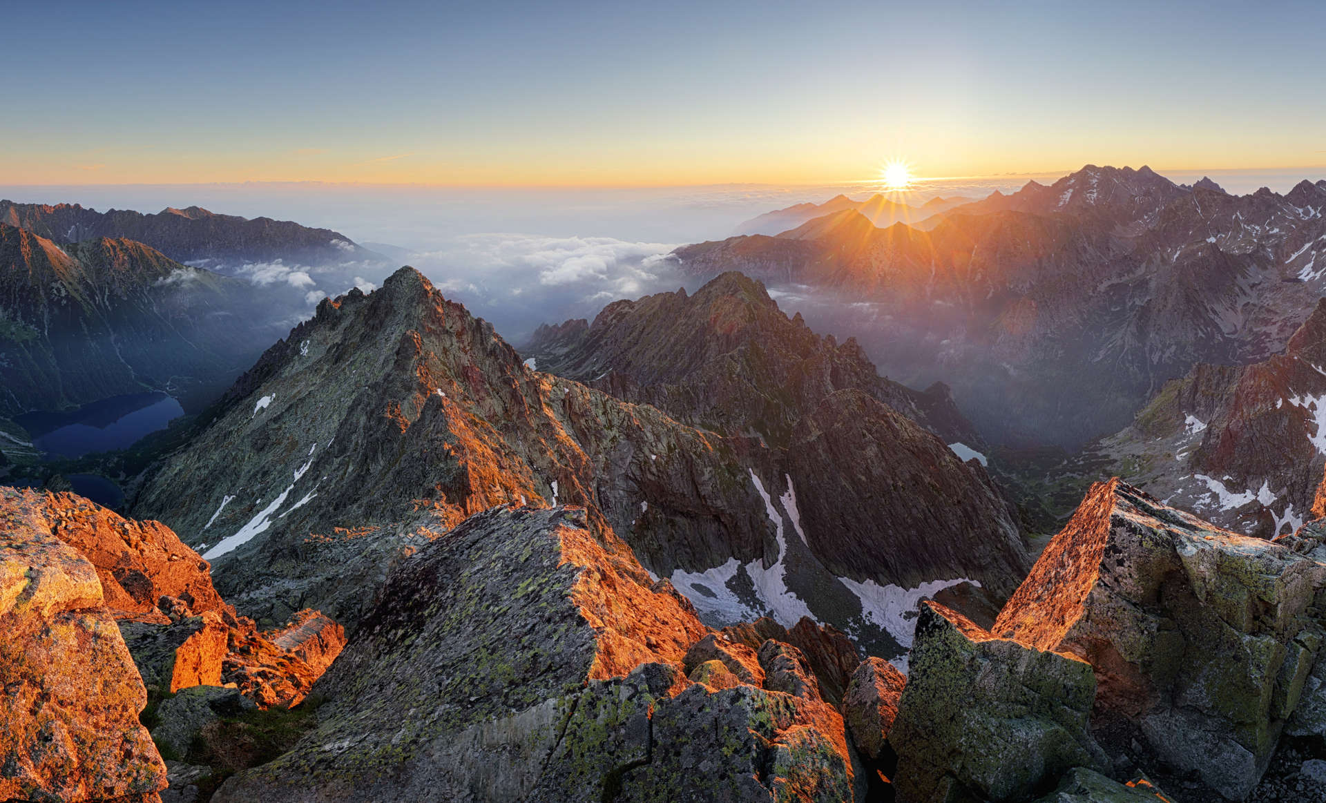 Sunset on mountain, Tatras
