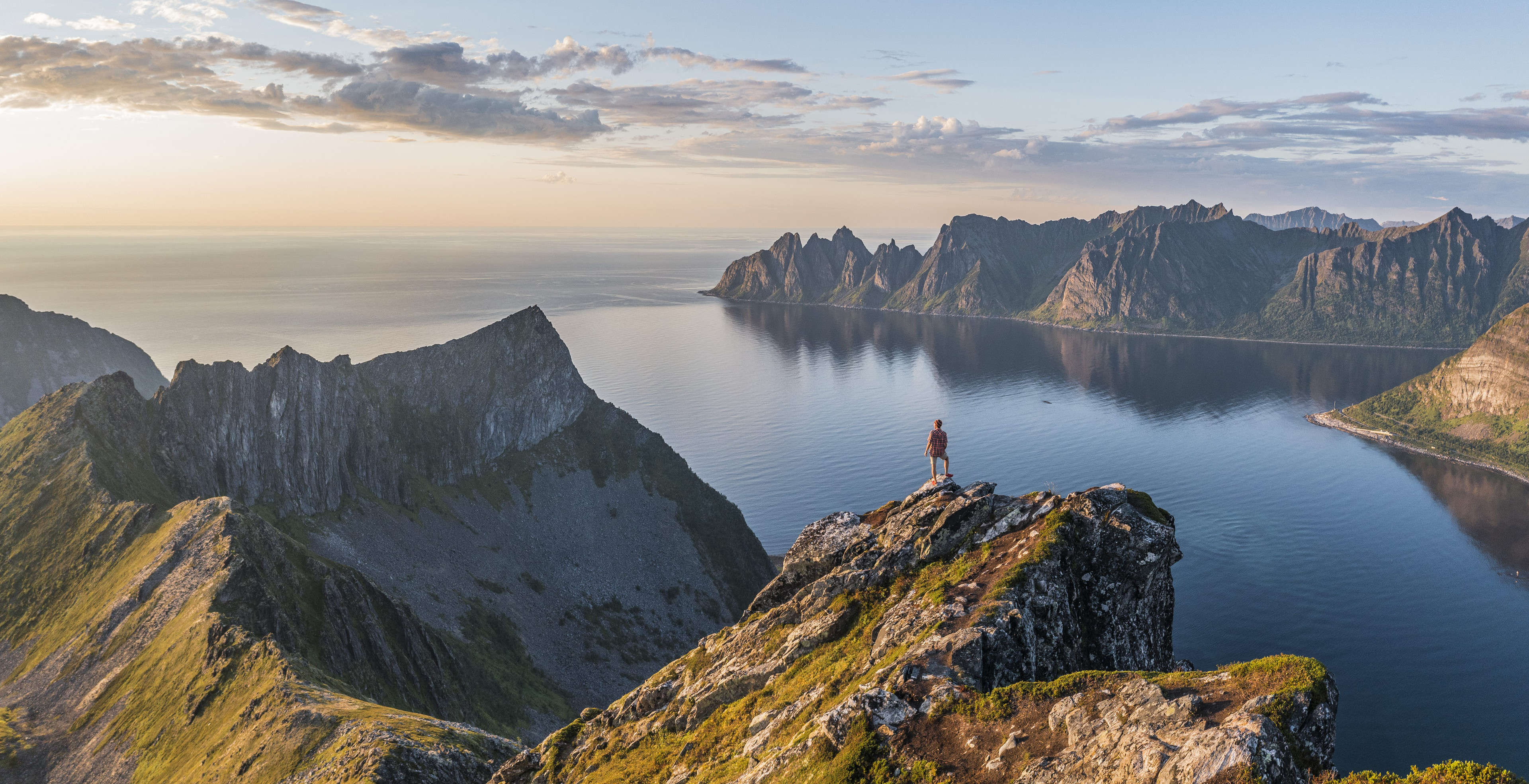 sunset standing on mountain top, Norway