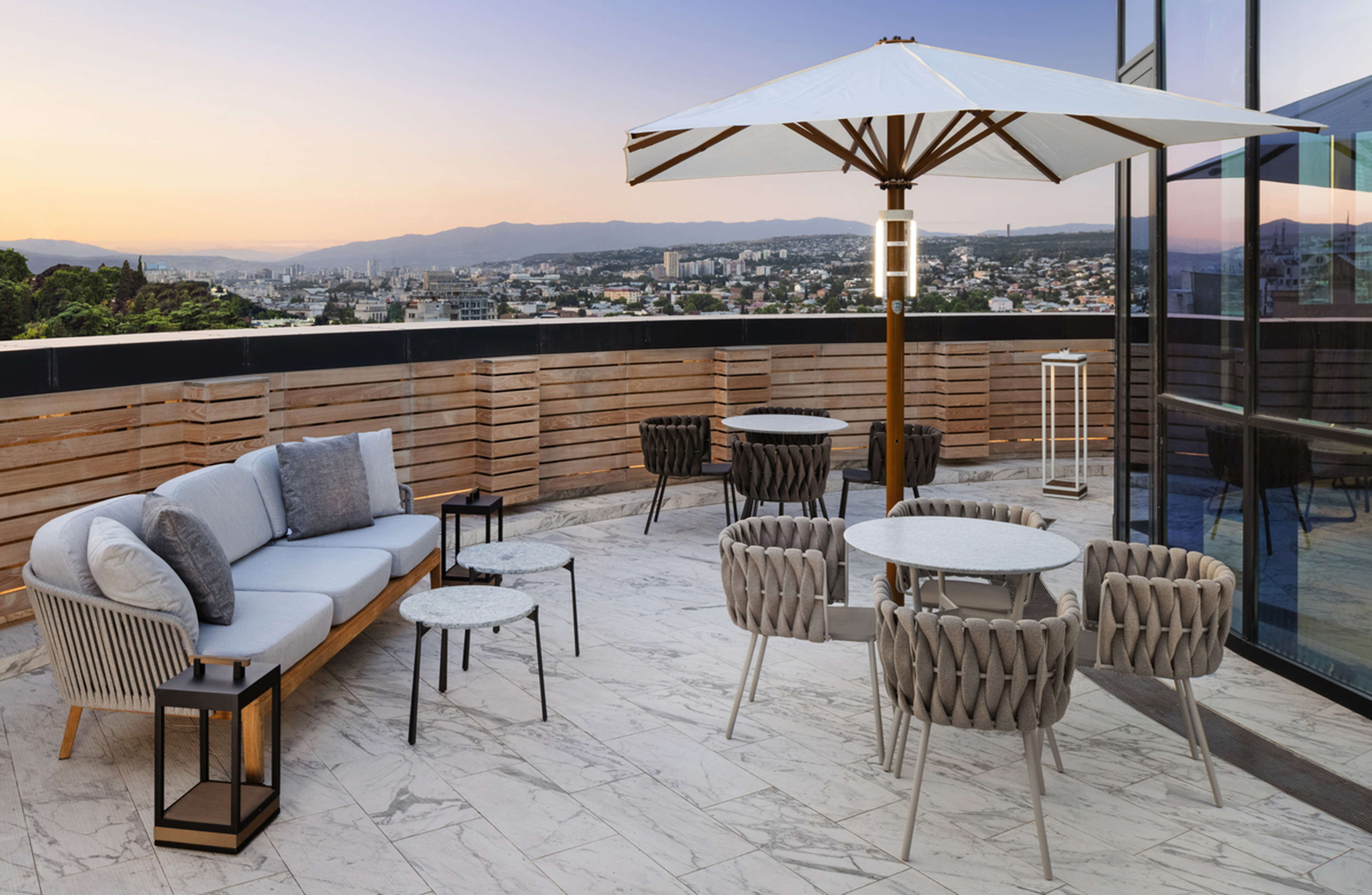 Terrace with city views at Paragraph Freedom Square, a Luxury Collection Hotel