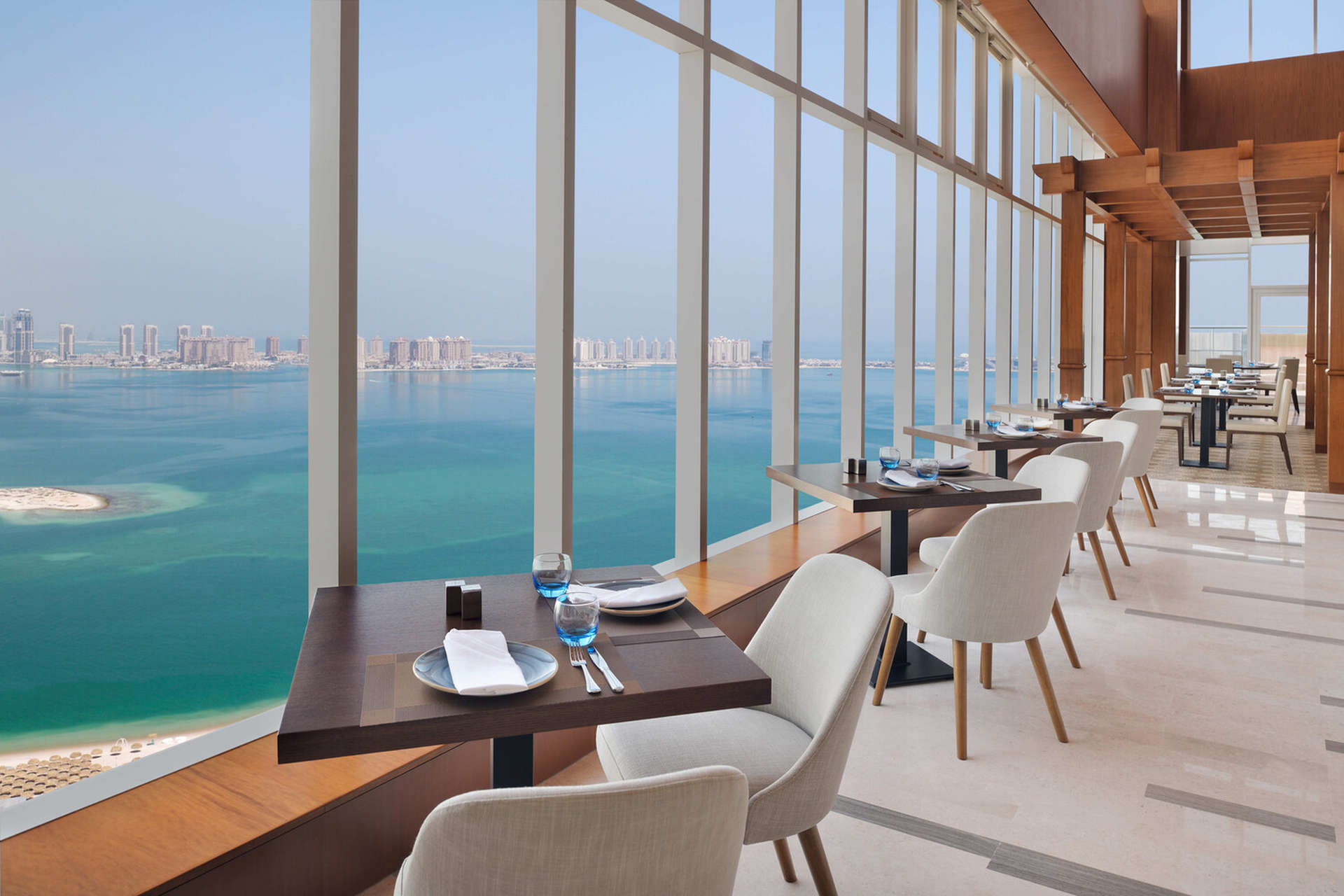 The view from Babylonia restaurant at Delta Hotels City Center Doha