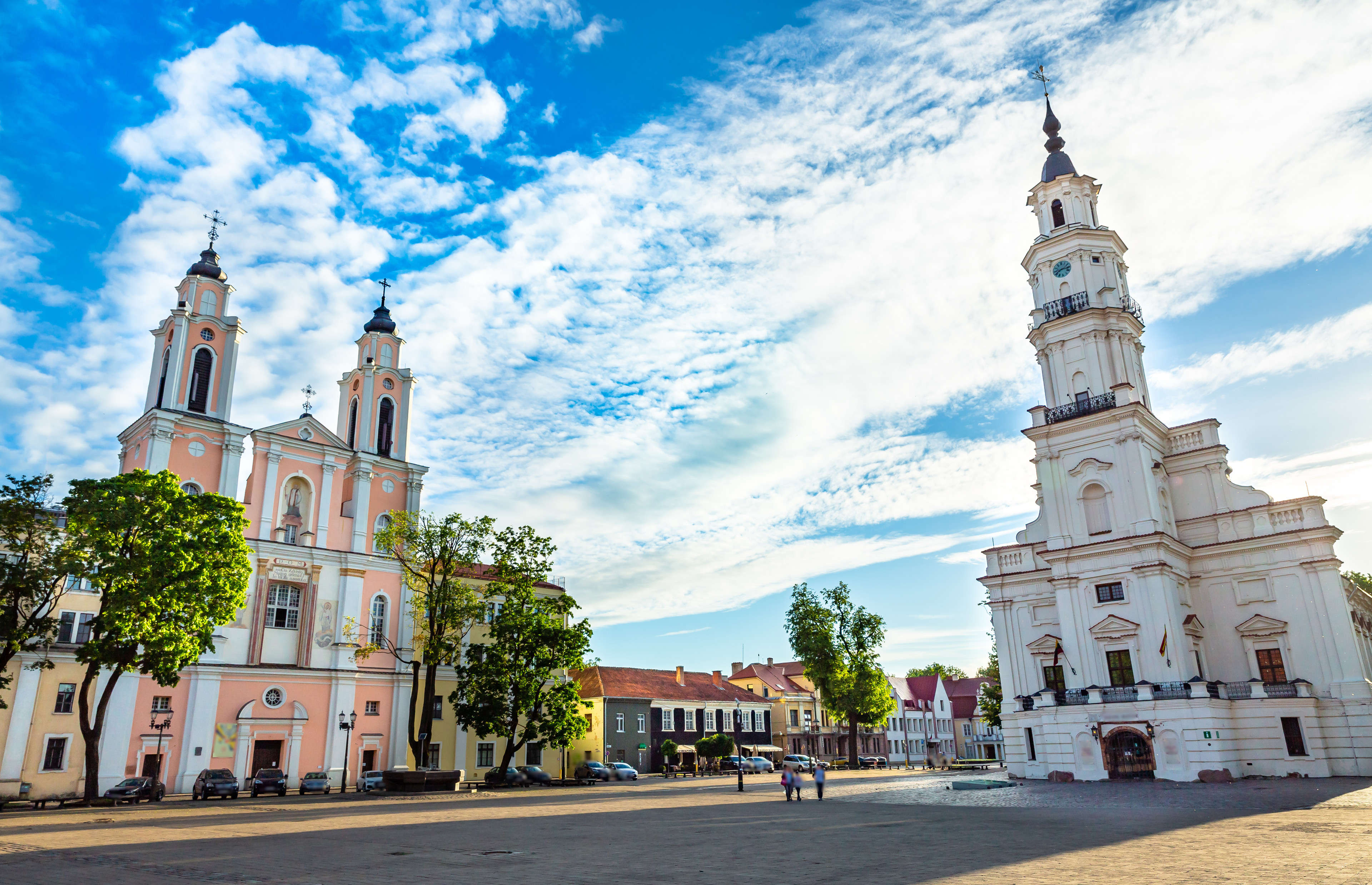 Town Hall square in Old town of Kaunas,Lithuania