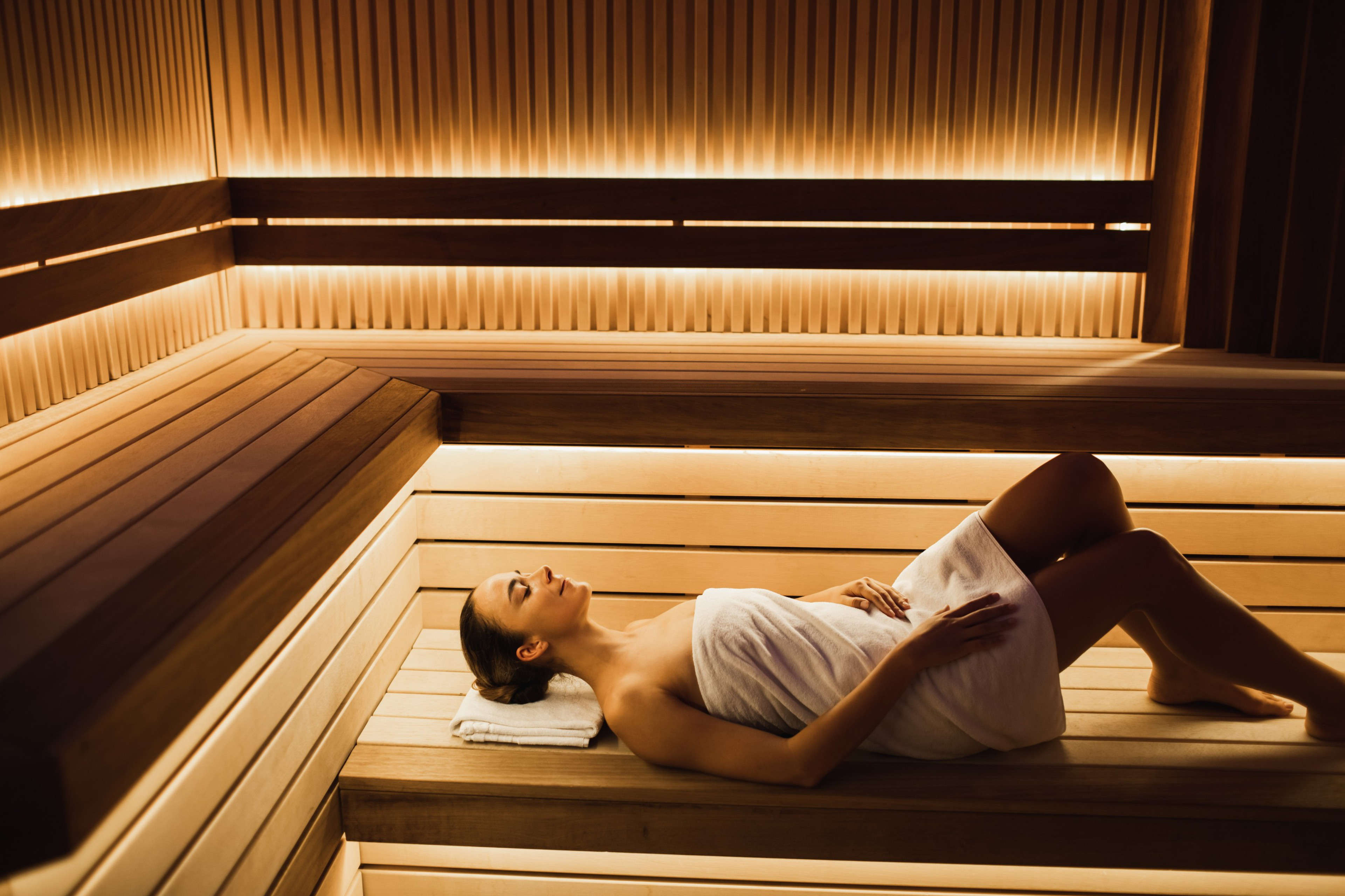Woman in a sauna