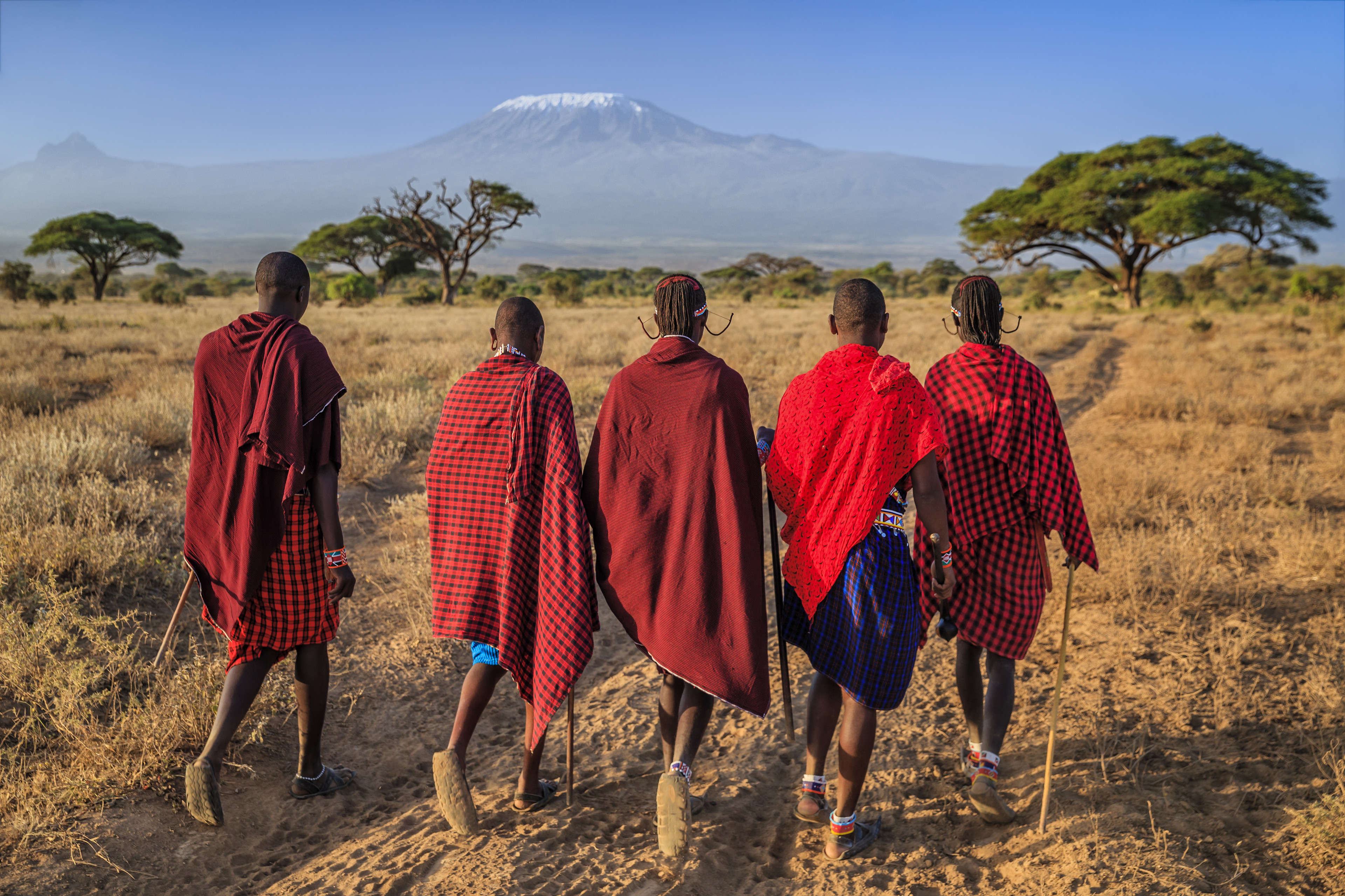 Maasai people in the Maasai Mara National Reserve