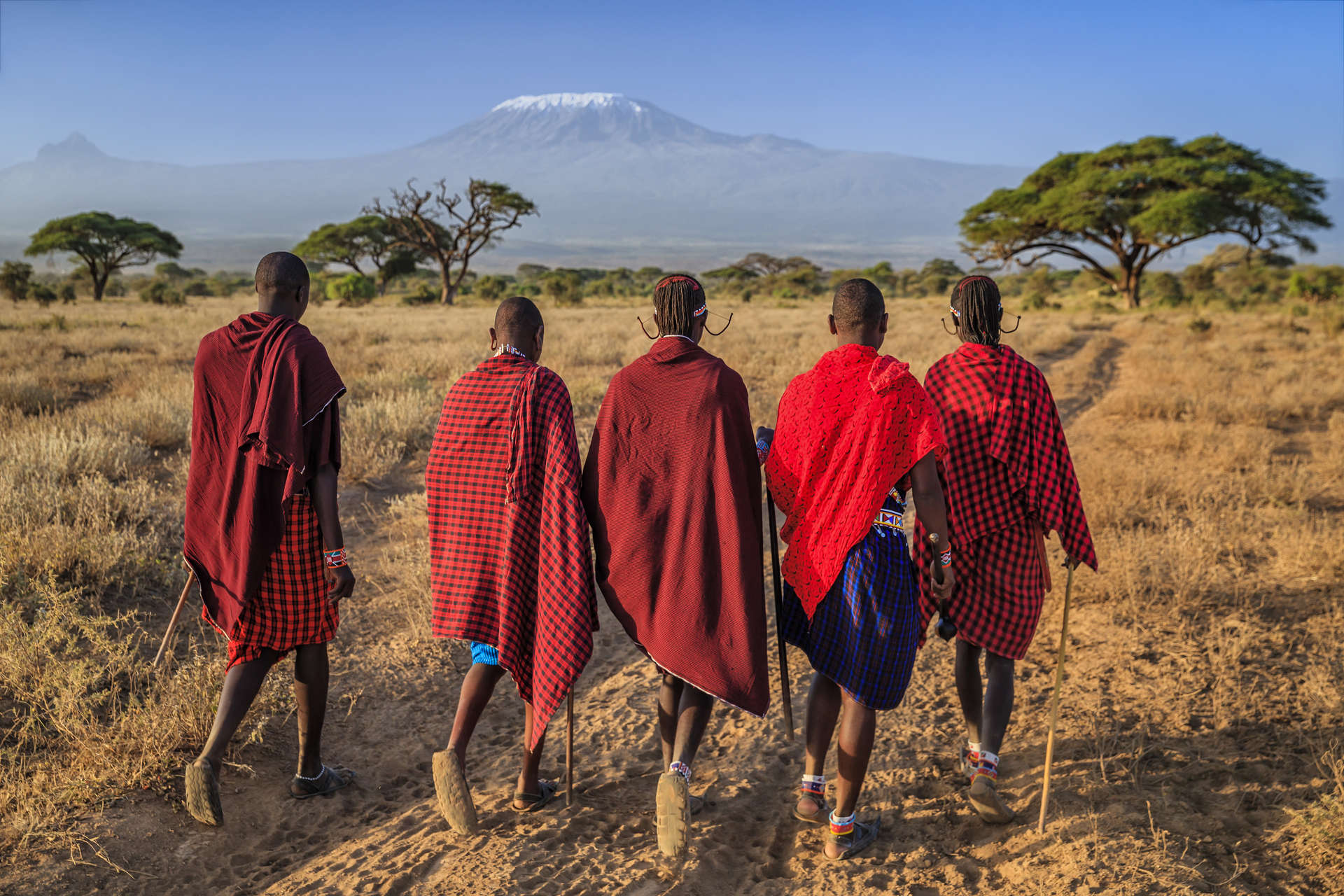 Maasai people in the Maasai Mara National Reserve