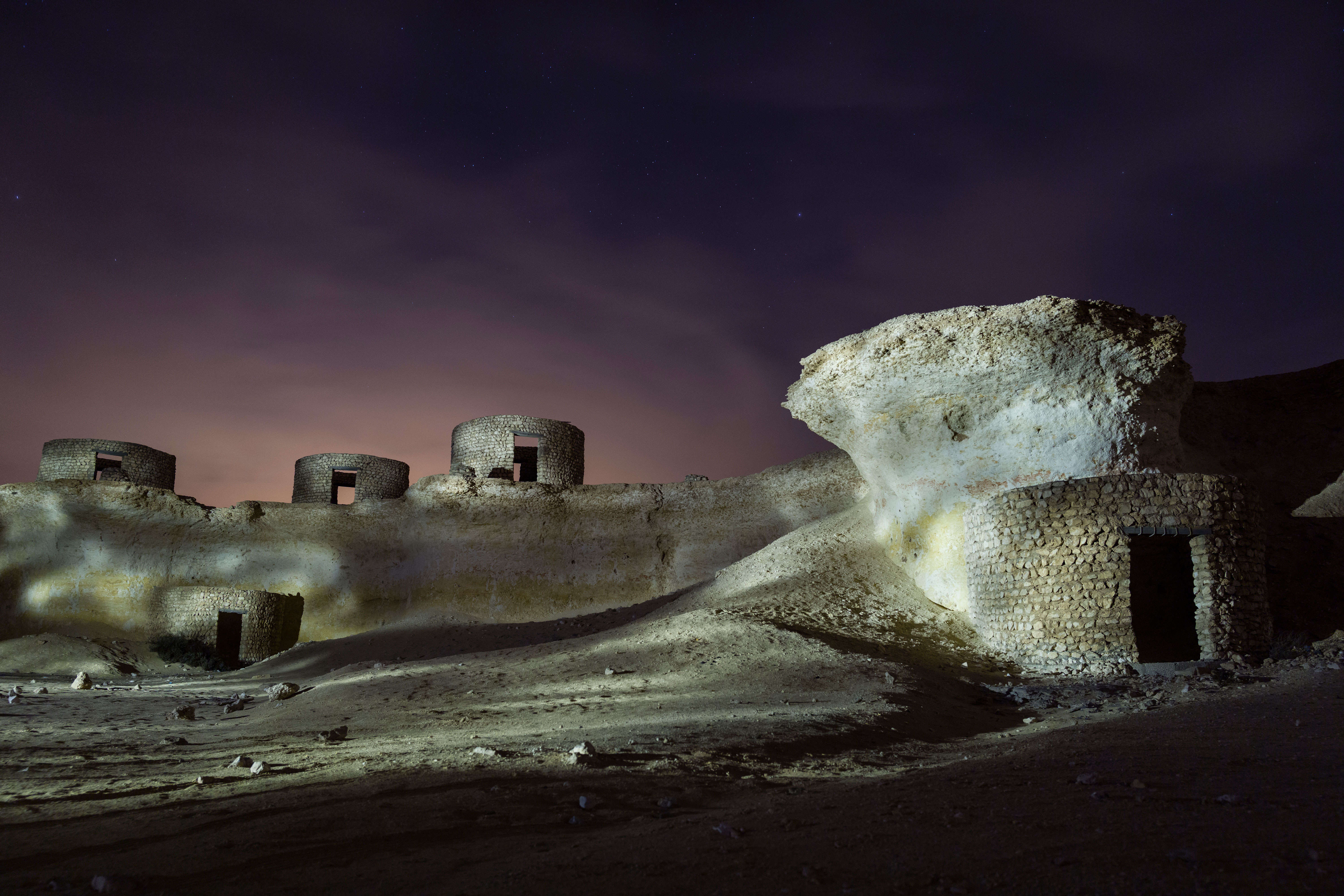 Rock formations in the Qatari desert