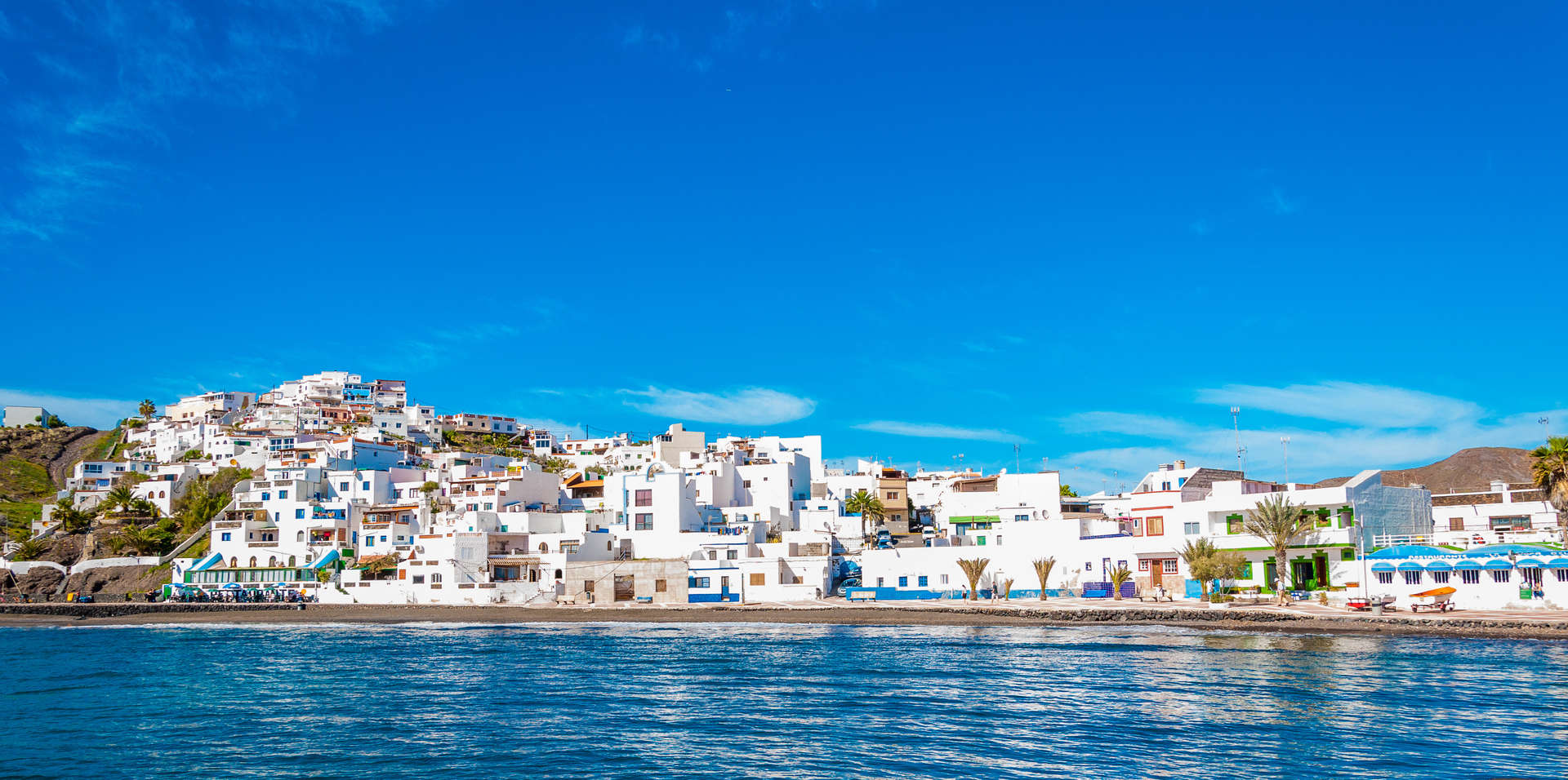 Houses overlooking the coastline in Fuerteventura