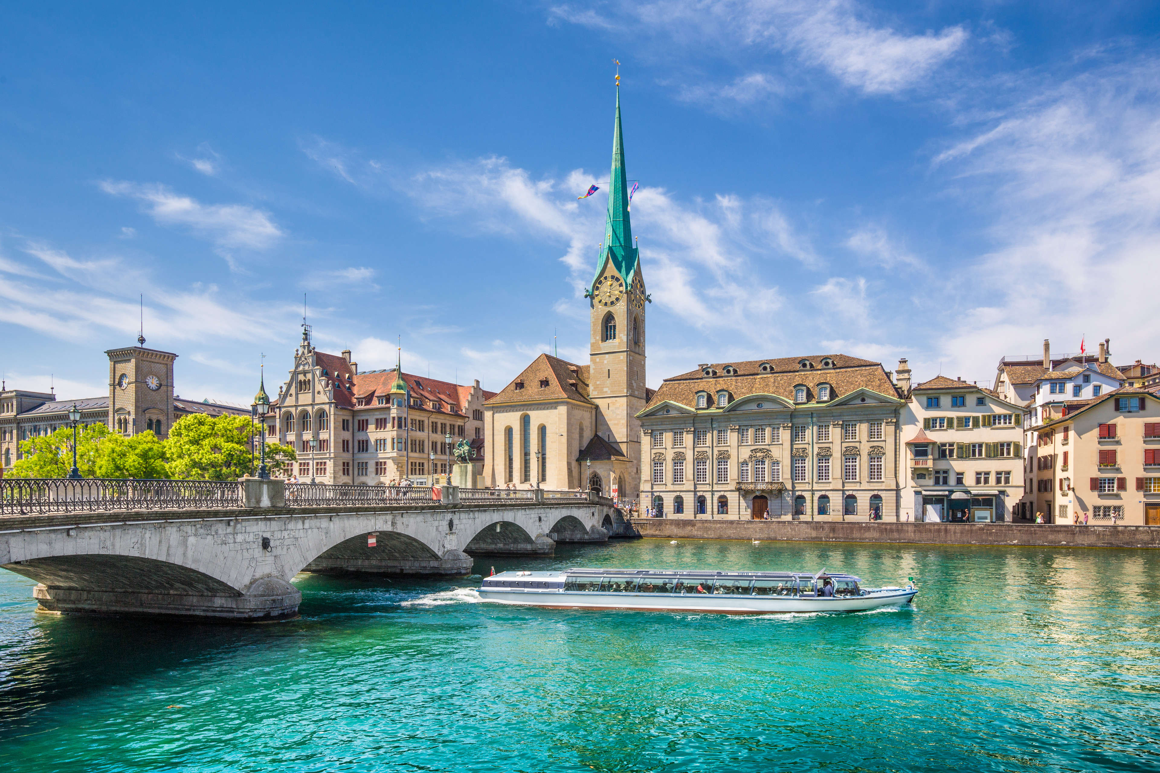 A boat passing though Zurich