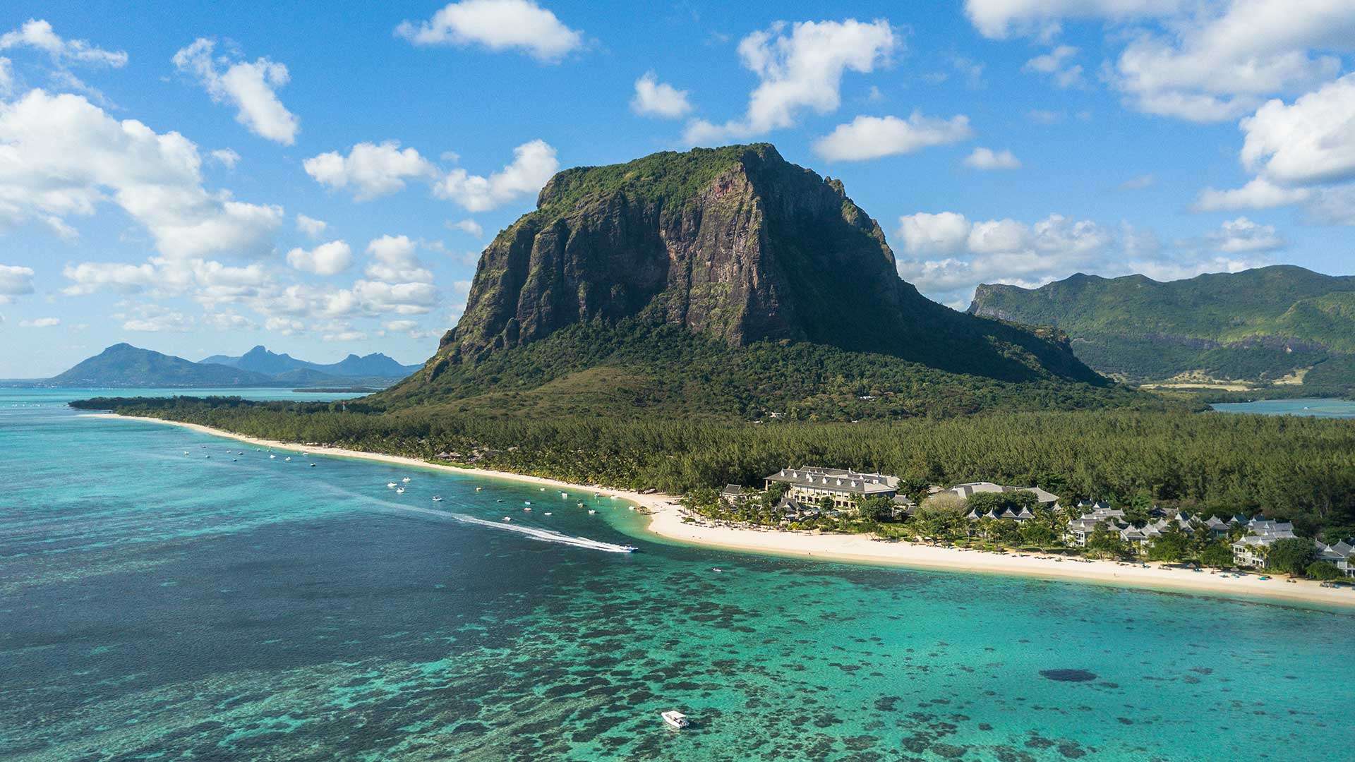 vista aerea della spiaggia di Mauritius